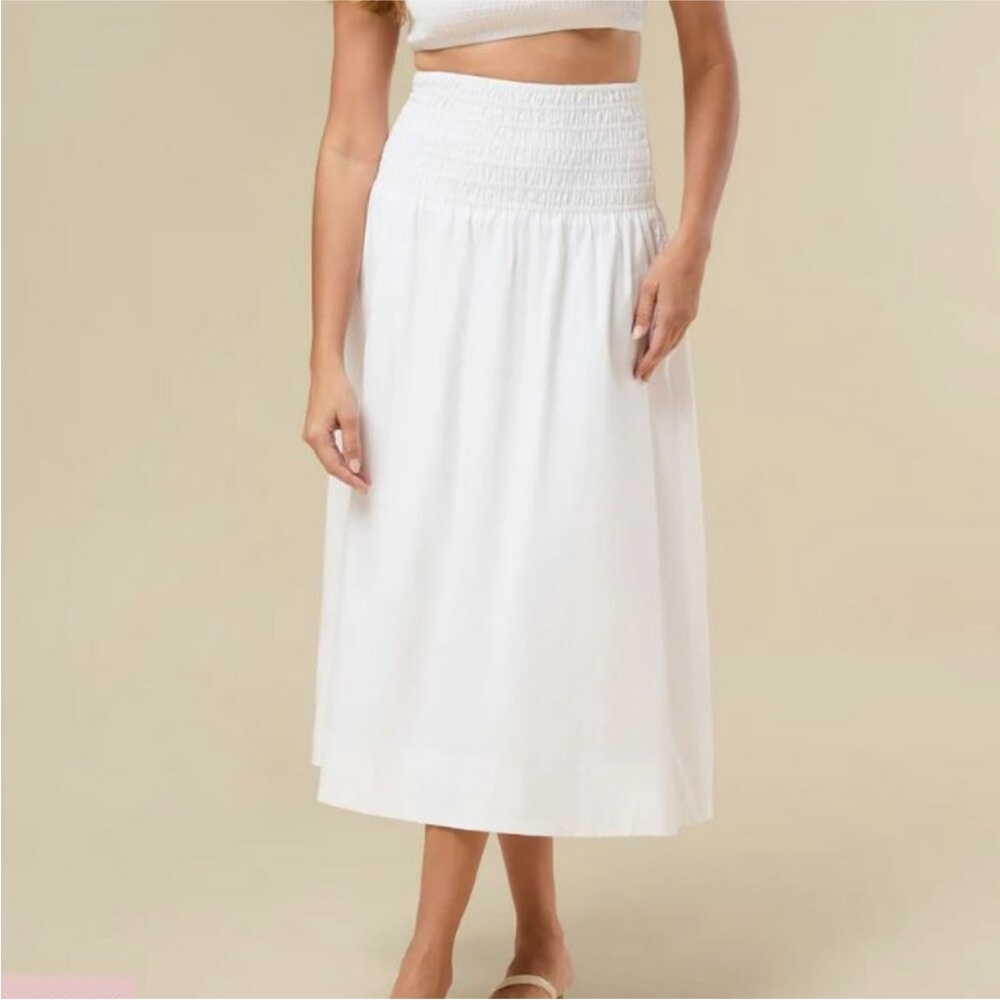 Rachel Parcell Light Blue Smocked MIDI Skirt Size L NWT